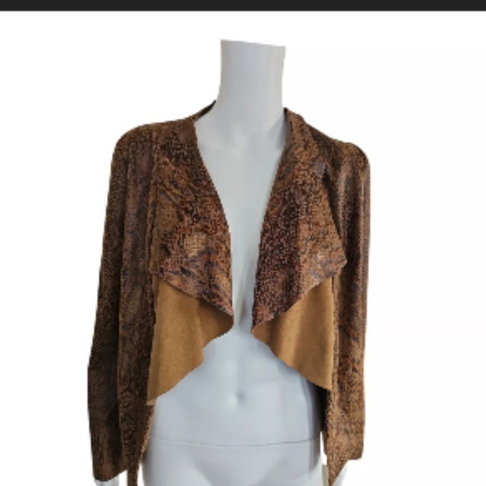 Zara Snake Print Drape Collar Faux Leather Blazer Jacket (new  with tags) - Picture 2 of 8